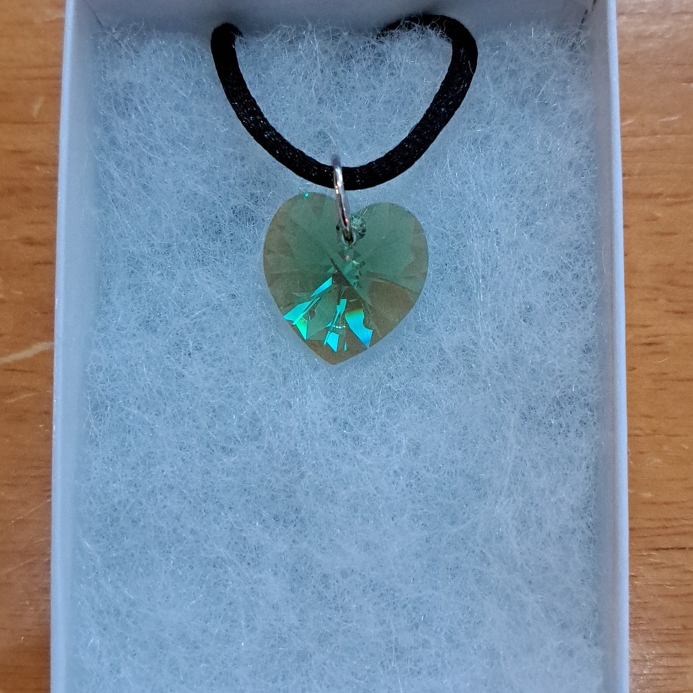 Crisp Celery Crystal Heart Necklace